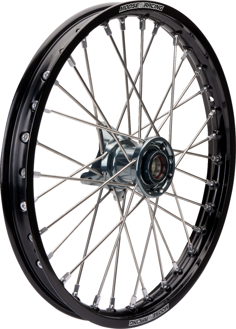 MOOSE OFFROAD Wheel Assembly - SX-1 - Complete - Front - Black Wheel/Gray Hub - 21x1.6 - Gas Gas/KTM/Husqvarna MF-16021-BKGY