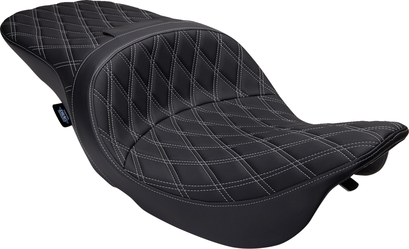 DRAG SPECIALTIES SEATS Freedom Seat - Vinyl - Double Diamond Silver Stitch - FLH '97-'07 08011506-4676C