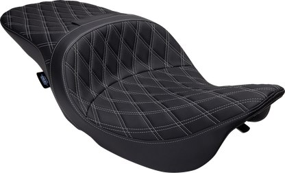 DRAG SPECIALTIES SEATS Freedom Seat - Vinyl - Double Diamond Silver Stitch - FLH '97-'07 08011506-4676C