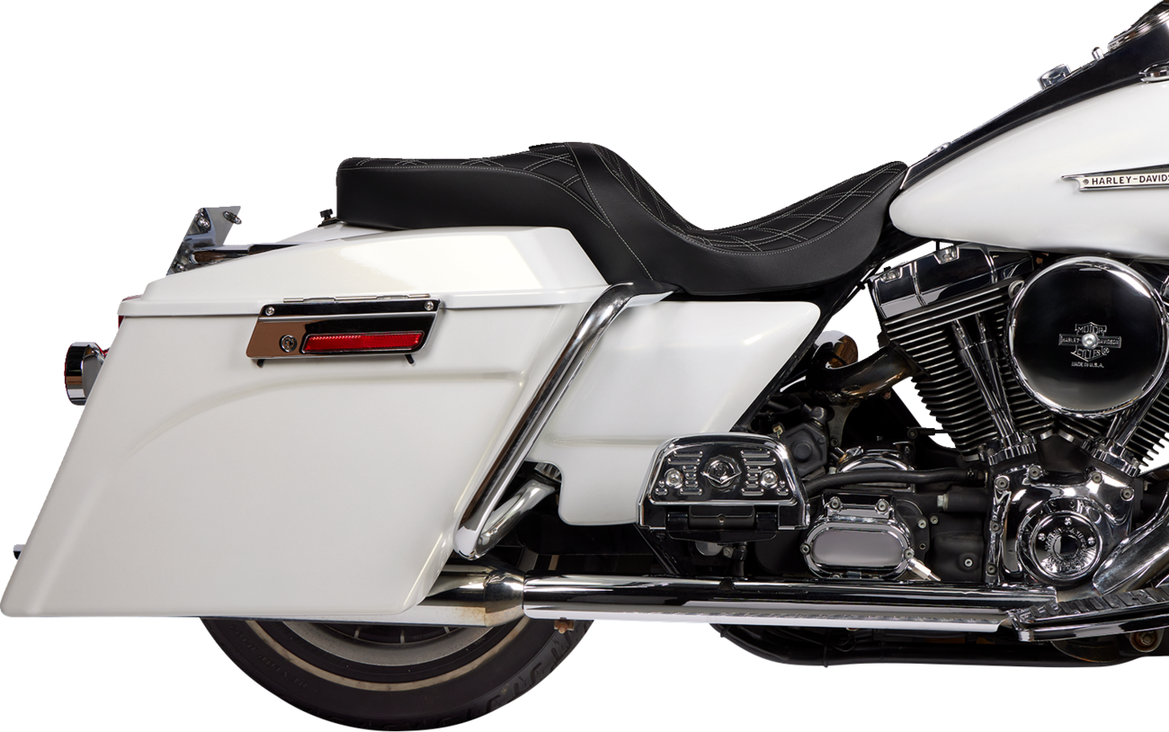 DRAG SPECIALTIES SEATS Freedom Seat - Vinyl - Double Diamond Silver Stitch - FLH '97-'07 08011506-4676C
