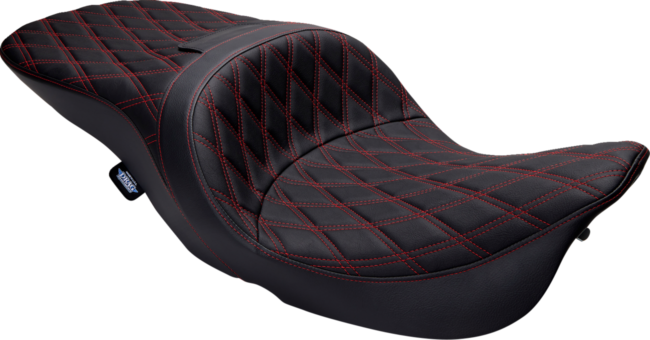 DRAG SPECIALTIES SEATS Freedom Seat - Vinyl - Double Diamond Red Stitch - FLH '97-'07 08011507-4676D