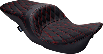 DRAG SPECIALTIES SEATS Freedom Seat - Vinyl - Double Diamond Red Stitch - FLH '97-'07 08011507-4676D
