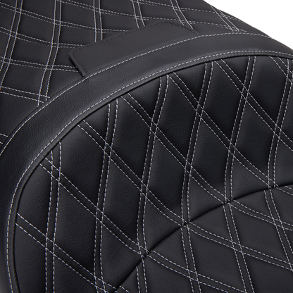DRAG SPECIALTIES SEATS Freedom Seat - Vinyl - Double Diamond Silver Stitch - FLH '97-'07 08011506-4676C