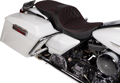 DRAG SPECIALTIES SEATS Freedom Seat - Vinyl - Double Diamond Red Stitch - FLH '97-'07 08011507-4676D