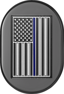 FIGURATI DESIGNS Antenna Cover - Right Rear Fender - Blue Line American Flag - Black FD71-AC-BLK-RT