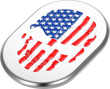 FIGURATI DESIGNS Antenna Cover - Left Rear Fender - American Flag Skull - Chrome FD24-AC-SS-LT