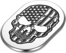 FIGURATI DESIGNS Antenna Cover - Right Rear Fender - Contrast Cut American Flag Skull - Chrome FD27-AC-SS-RT