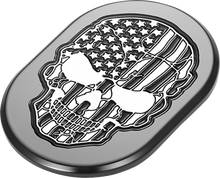 FIGURATI DESIGNS Antenna Cover - Right Rear Fender - Contrast Cut American Flag Skull - Black FD28-AC-BLK-RT