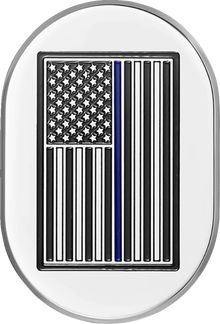 FIGURATI DESIGNS Antenna Cover - Right Rear Fender - Blue Line American Flag - Chrome FD70-AC-SS-RT