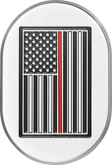 FIGURATI DESIGNS Antenna Cover - Left Rear Fender - Red Line American Flag - Chrome FD75-AC-SS-LT