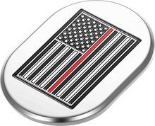 FIGURATI DESIGNS Antenna Cover - Left Rear Fender - Red Line American Flag - Chrome FD75-AC-SS-LT