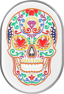 FIGURATI DESIGNS Antenna Cover - Left Rear Fender - Sugar Skull - Chrome FD30-AC-SS-LT