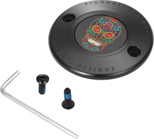 FIGURATI DESIGNS Timing Cover - 2 Hole - Sugar Skull - Black FD30-TC-2H-BLK