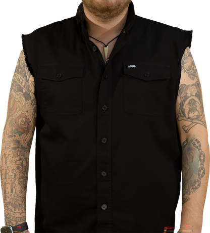 LETHAL THREAT No Regrets Printed Sleeveless Button Down Shirt - Black - 2XL CO60190XXL
