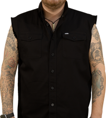 LETHAL THREAT Freedom Ain't Free Printed Sleeveless Button Down Shirt - Black - XL CO60195XL