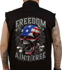 LETHAL THREAT Freedom Ain't Free Printed Sleeveless Button Down Shirt - Black - XL CO60195XL