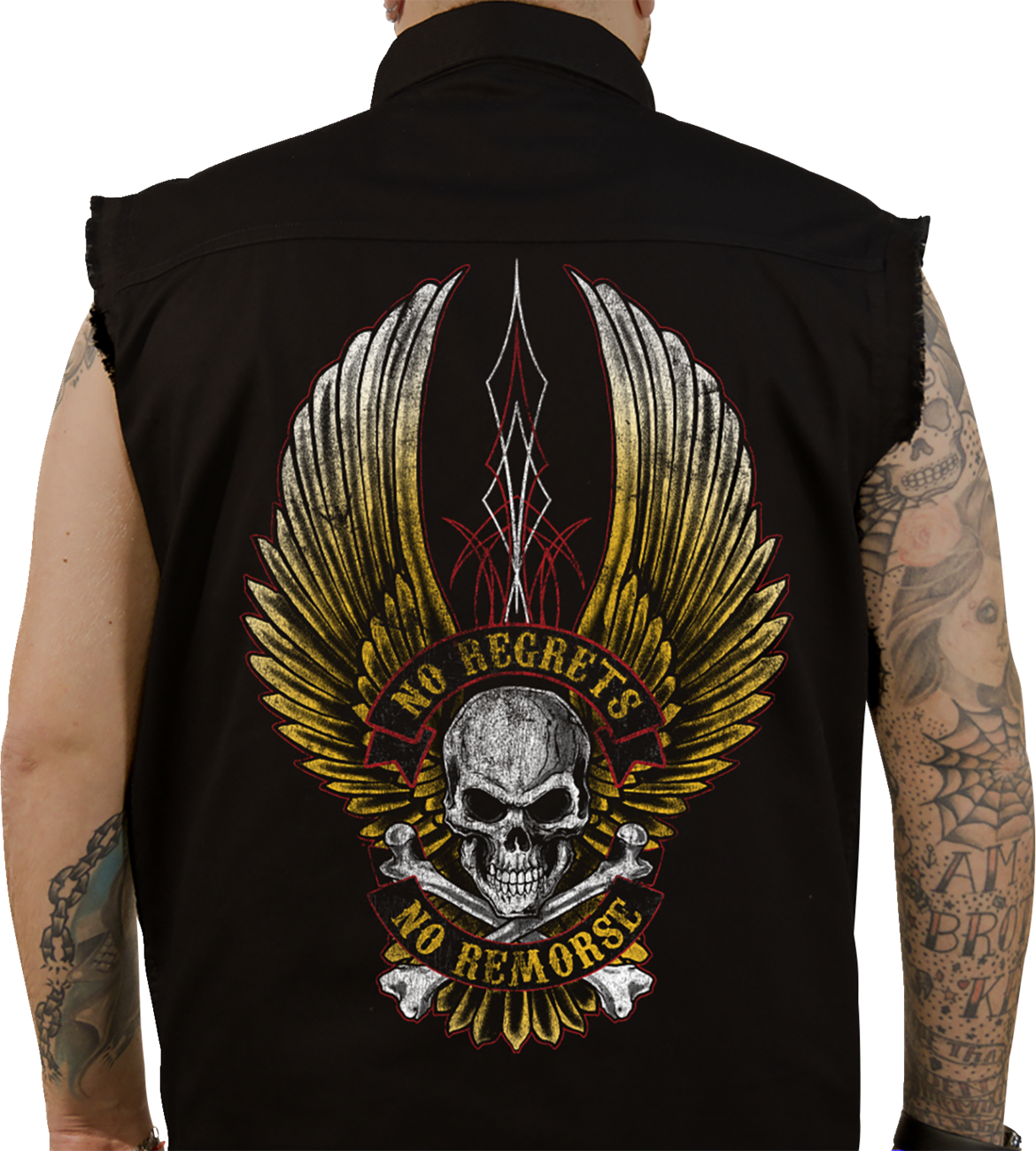 LETHAL THREAT No Regrets Printed Sleeveless Button Down Shirt - Black - XL CO60190XL