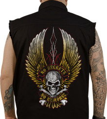 LETHAL THREAT No Regrets Printed Sleeveless Button Down Shirt - Black - XL CO60190XL