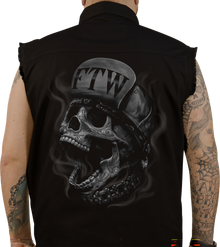 LETHAL THREAT FTW Skull Printed Sleeveless Button Down Shirt - Black - XL CO60193XL