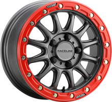 RACELINE WHEELS Wheel - Alpha - Front/Rear - Gun Metal/with Gloss Red Ring - 15x10 - 5/114.3 - 3+4 (+25 mm) A14GR-51012+25