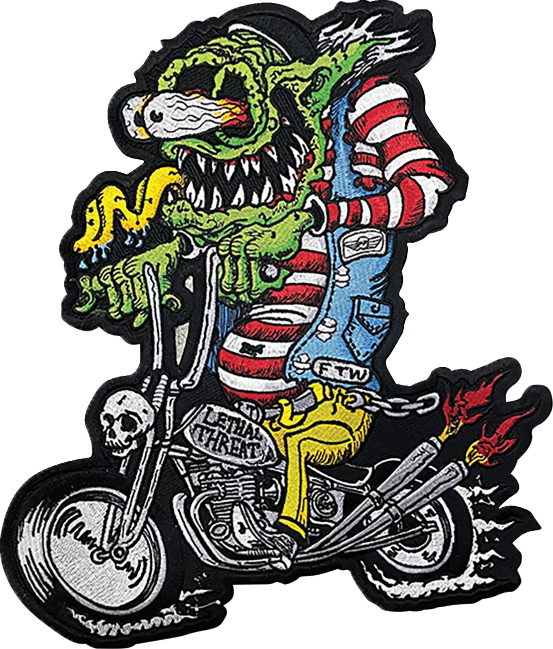 LETHAL THREAT Monster Biker Embroidered Patch - Large LT30252