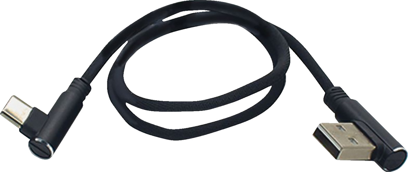 RIDEPOWER 90° Male USB to 90° Male USB-C Cable - Phone - Charger - 18" - Black RP90DGUSBUSBC18