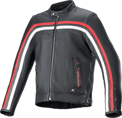 ALPINESTARS Dyno Leather Jacket - Black/Ruby Red/Ecru - 4XL 3103924-1316-4X