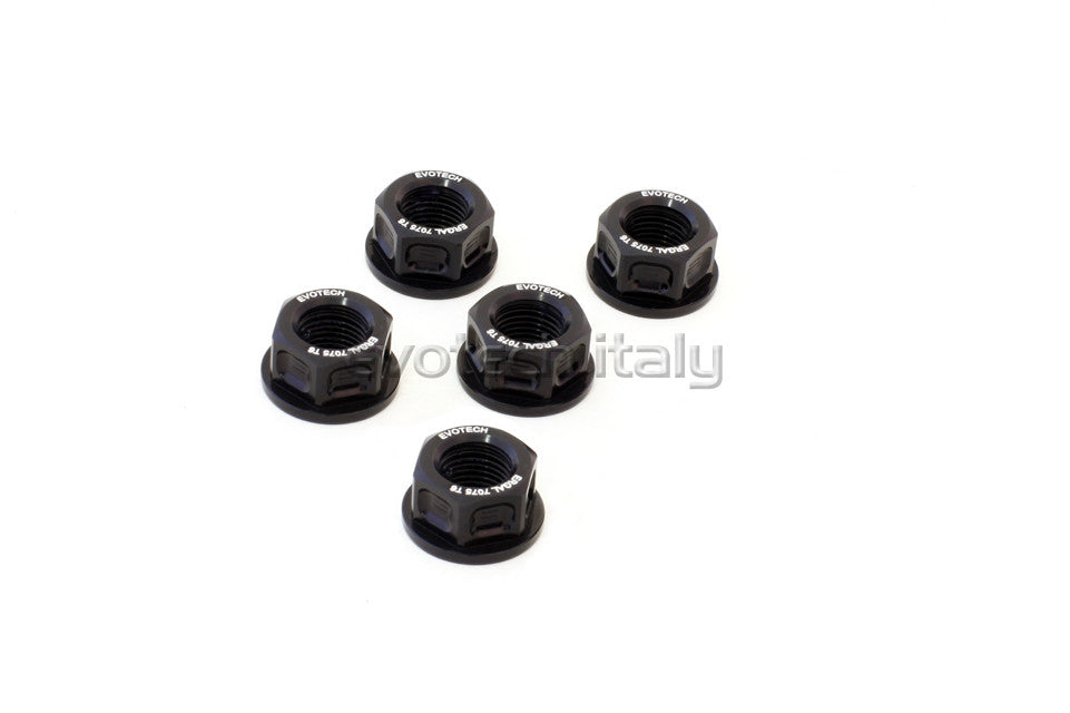 Evotech Srl Billet Aluminum Flange Nuts or Sprocket Nuts for Ducati, MV Agusta, and Aprilia (set of 5) M10x1.25