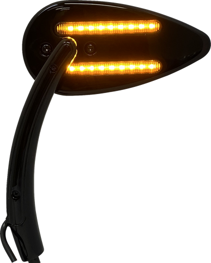 CUSTOM DYNAMICS Mirrors - Side View - with LED Turn Signal - Black - Pair CD-MIR-PLUG-B