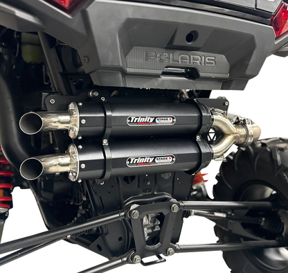 TRINITY RACING Dual Slip-On Mufflers - Brushed Aluminum TR-4186S
