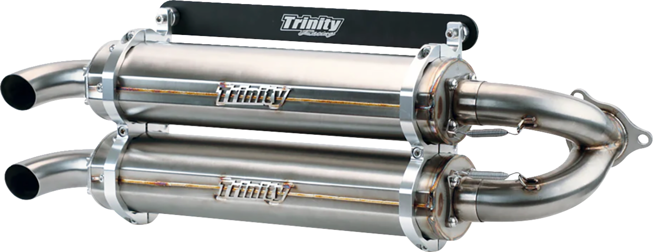TRINITY RACING Dual Slip-On Mufflers - Brushed Stainless Steel TR-4186S-SS