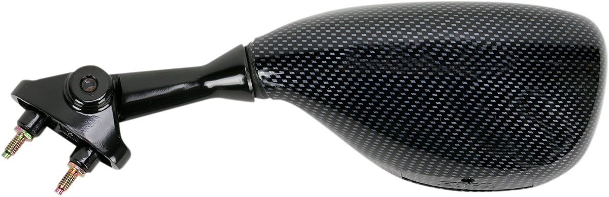 EMGO Mirror - Side View - Black/Carbon Fiber - Trapezoid - Left - Kawasaki 20-29634