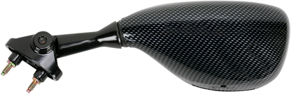 EMGO Mirror - Side View - Black/Carbon Fiber - Trapezoid - Left - Kawasaki 20-29634