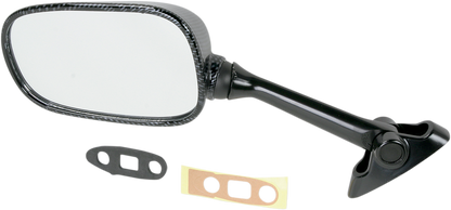 EMGO Mirror - Side View - Black/Carbon Fiber - Rectangle - Left - Suzuki 20-69774