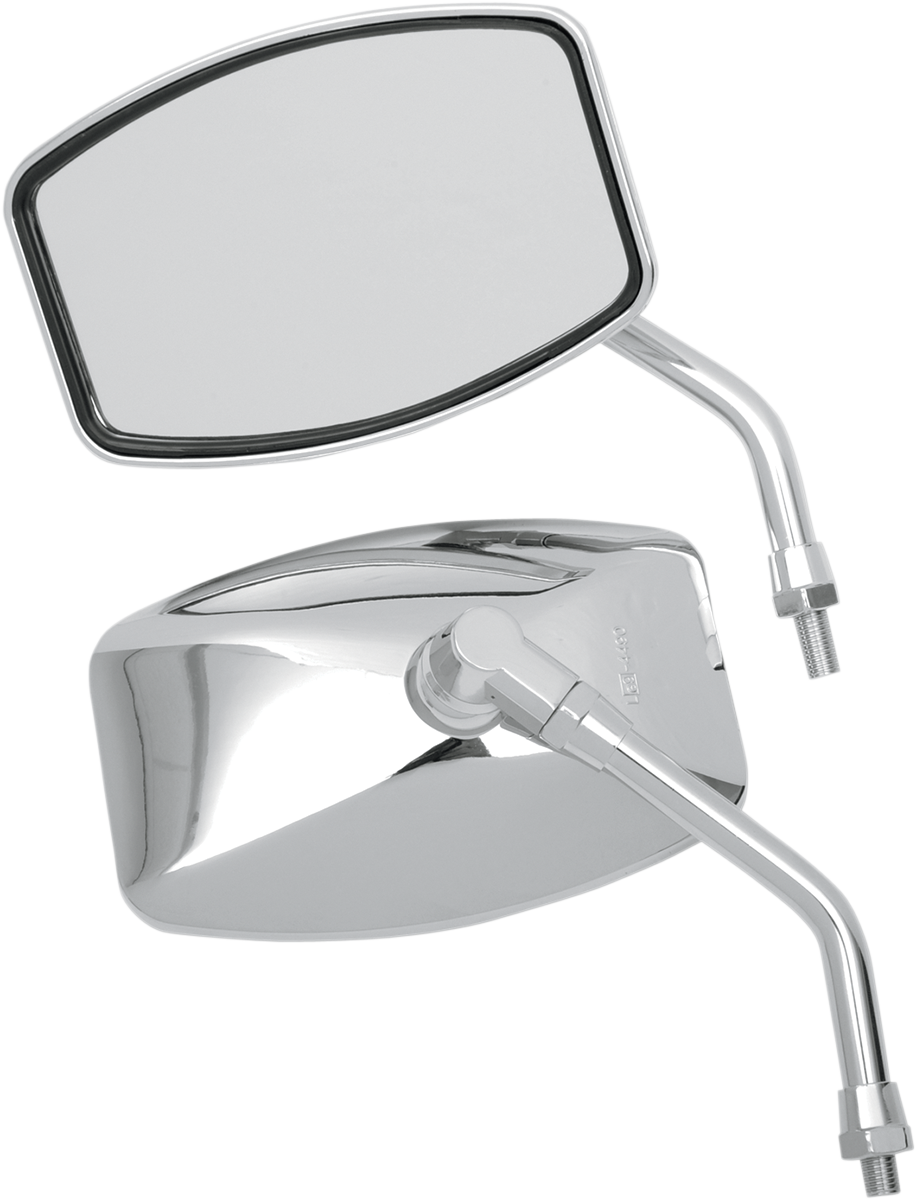 EMGO Mirror - "Big One"/Cruiser - Side View - Rectangle - M10 x 1.25 - Chrome - Pair 20-42460
