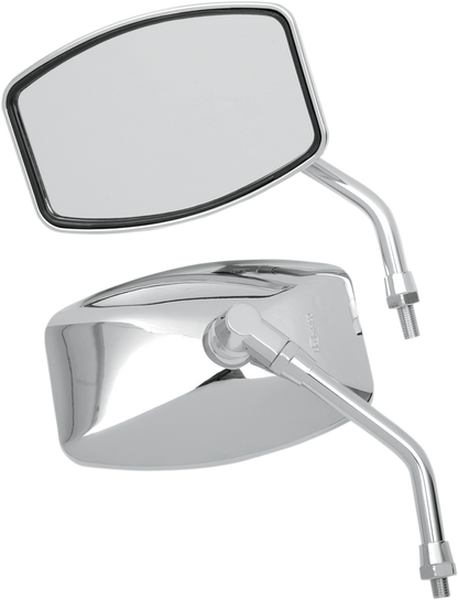 EMGO Mirror - "Big One"/Cruiser - Side View - Rectangle - M10 x 1.25 - Chrome - Pair 20-42460