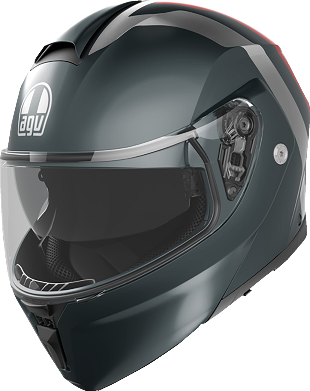 AGV Streetmodular Helmet - Resia - Matte Gray/Silver/Red - Medium 2118296002006M