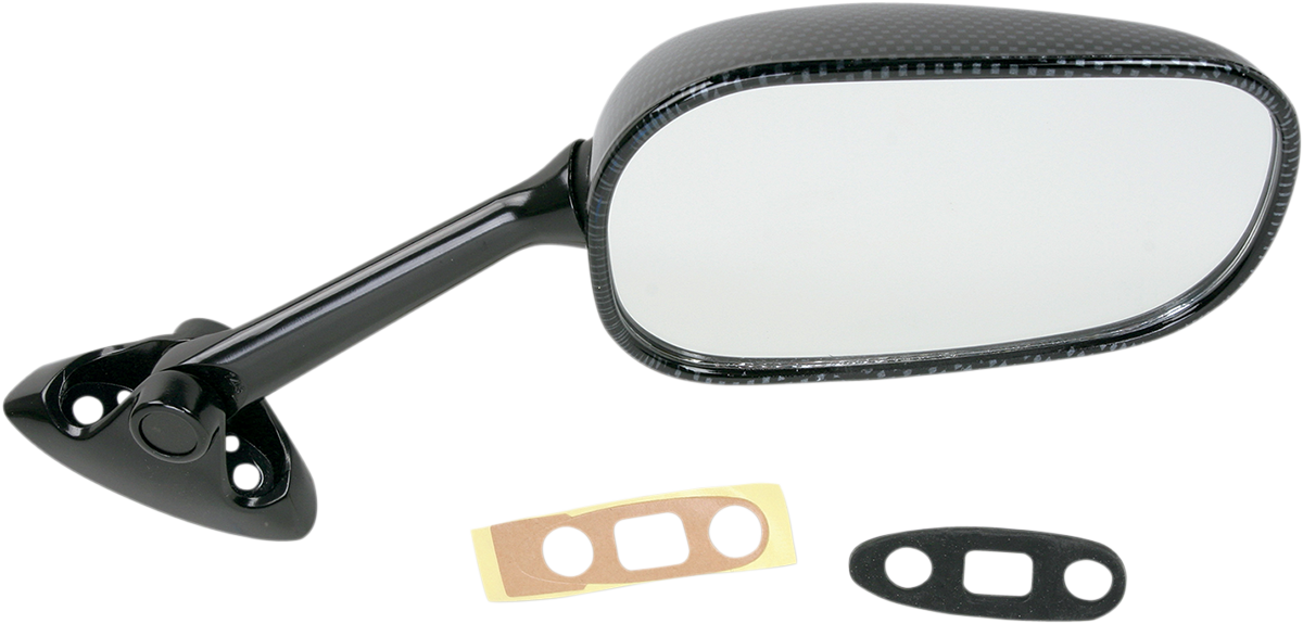 EMGO Mirror - Side View - Black/Carbon Fiber - Rectangle - Right - Suzuki 20-69783