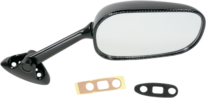 EMGO Mirror - Side View - Black/Carbon Fiber - Rectangle - Right - Suzuki 20-69783