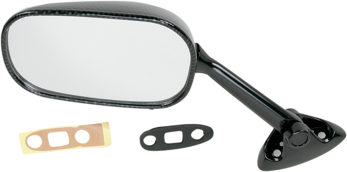 EMGO Mirror - Side View - Black/Carbon Fiber - Rectangle - Left - Suzuki 20-69784