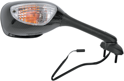 EMGO Mirror - Side View - Lighted - Black/Carbon Fiber - Rectangle - Right - Suzuki 20-69793