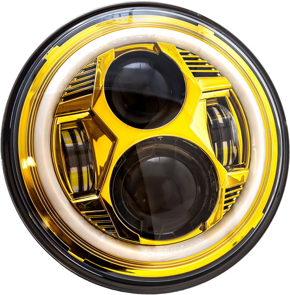 7" Led Headlight Gold Halo Indian