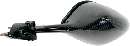 EMGO Mirror - Side View - Black/Carbon Fiber - Rectangle - Left - Kawasaki 20-43054