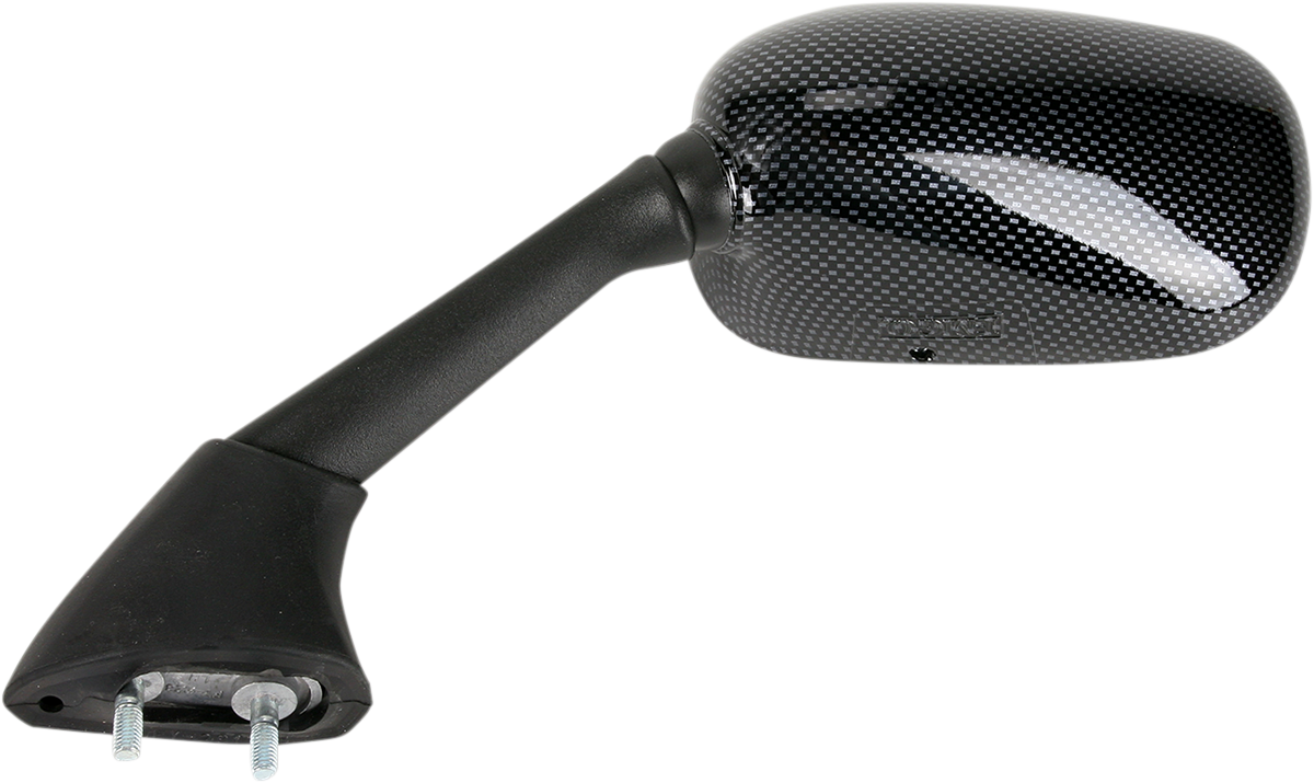 EMGO Mirror - Side View - Black/Carbon Fiber - Rectangle - Left - Yamaha 20-37444