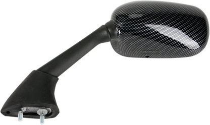 EMGO Mirror - Side View - Black/Carbon Fiber - Rectangle - Left - Yamaha 20-37444