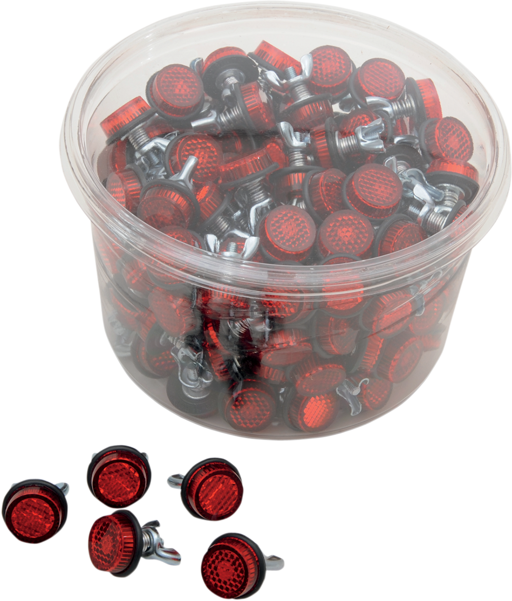CHRIS PRODUCTS License Plate Reflectors - 150 Pack Tub - Red CH150R
