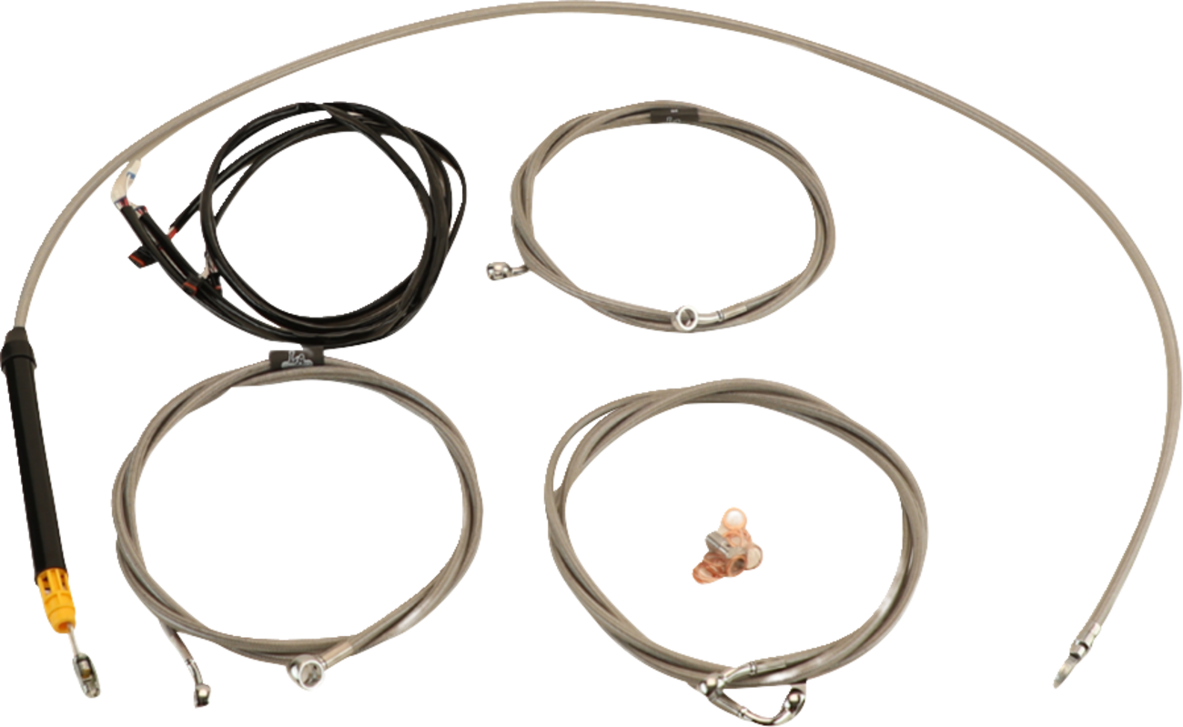 LA CHOPPERS Complete Plug-and-Play Cable Kit - 12" - 14" Handlebars - '23-'25 Touring - Stainless LA-8059KT3-13