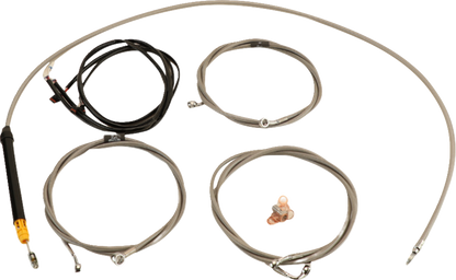 LA CHOPPERS Complete Plug-and-Play Cable Kit - 15" - 17" Handlebars - '23-'25 Touring - Stainless LA-8059KT3-16