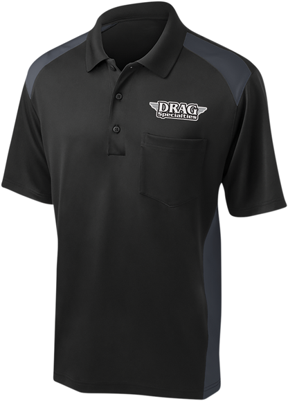 THROTTLE THREADS Drag Specialties Polo Shirt - Black/Charcoal - XL DRG30CS416BCHXL