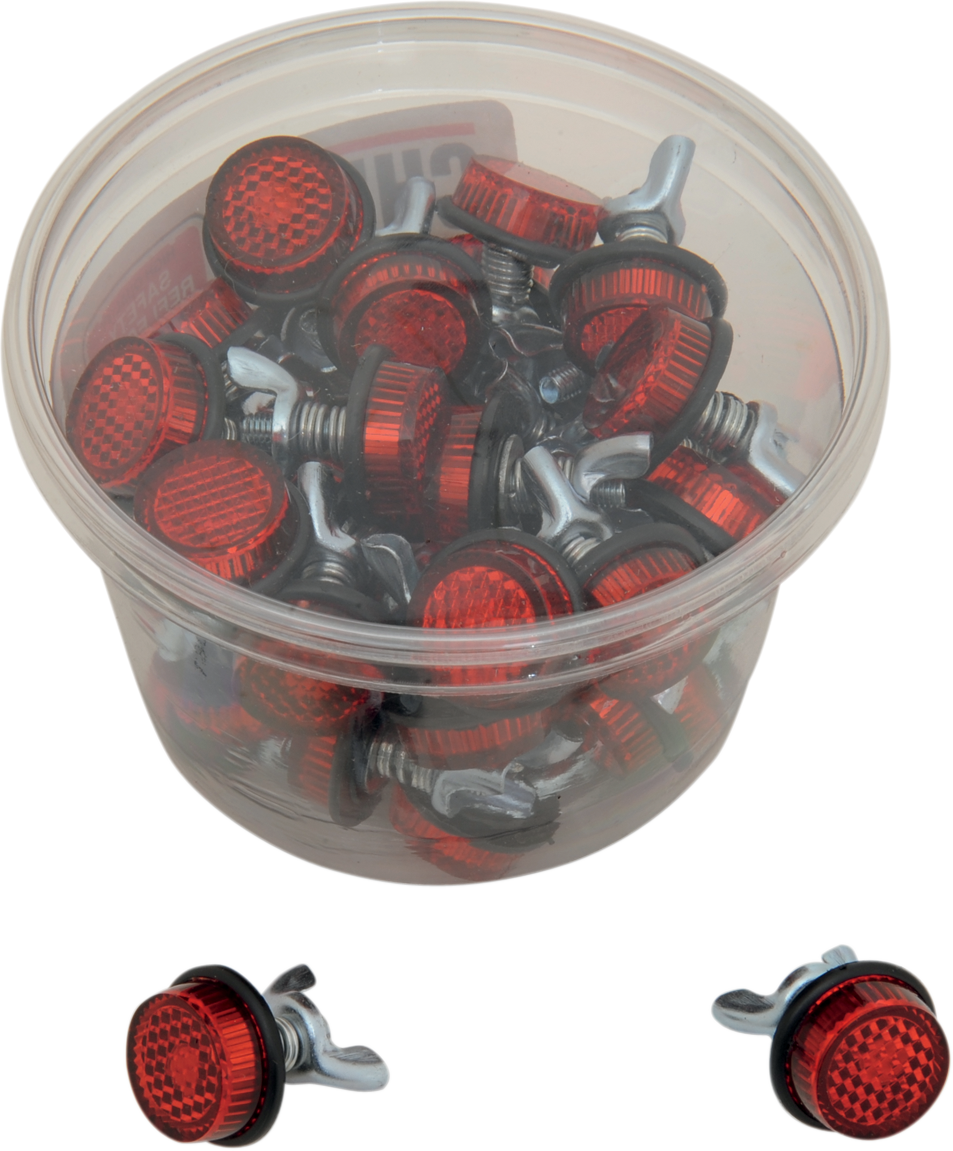 CHRIS PRODUCTS License Plate Reflectors - 40 Pack Tub - Red CH40R
